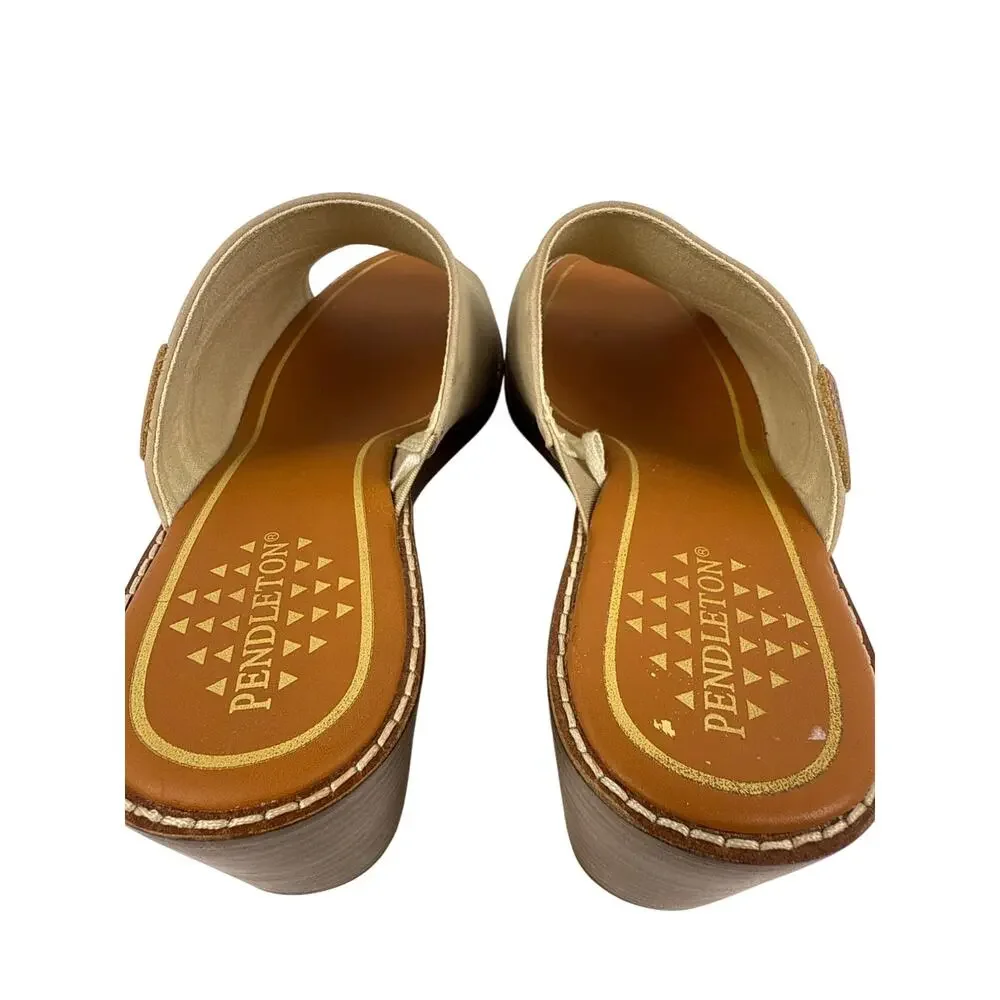 Pendleton Sandals Slip On Wedge Womens 8 Leather‎ Aztec Boho Southwestern